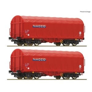 [HO] : Coffret de 2 wagons à bâche coulissante "NACCO", type Shimms, EINSTELLER, Ep. VI - ROCO 6600226