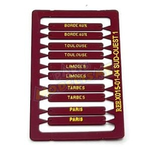 [HO] : Plaques d'itinéraires pour voiture postale SUD-OUEST 1, RAL 3005 [x 10] - REE XB020