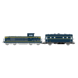 [HO] : Locomotive diesel 040 DG-18, jaune/bleue + fougon-chaudière 800 kg/h, SHmfp 568, livrée bleue foncé, SNCF, Ep. III, DCC Sound - JOUEF HJ2473S