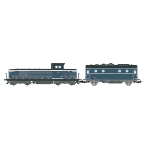[HO] : Locomotive diesel BB 66013, blanche/bleue + fourgon-chaudière 800 kg/h, SHmf 788, livrée bleu clair, SNCF, Ep. IV, DCC Sound - JOUEF HJ2474S