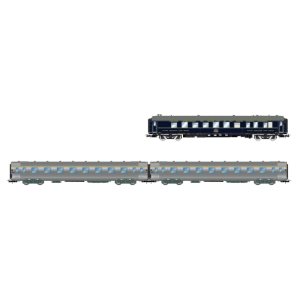 [HO] : Coffret de 3 voitures « Sud Express », voiture-restaurant CIWL + 2 x DEV Inox courtes [1/2], Ep. III-IV, SNCF - JOUEF HJ4213