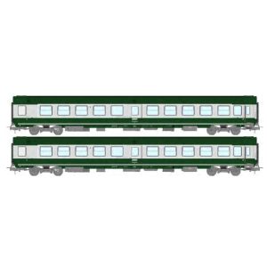 [HO] : Set de 2 voitures "Ambulance SO" vert garrigue et gris béton avec logo encadré blanc, Ep. IV-V, SNCF - REE JM047