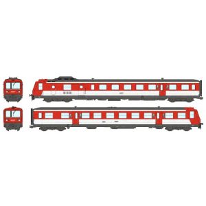 3 RAILS [HO] : Autorail RGP 1 modernisé X-2728, rouge et blanc, Lyon-Vaise, logo nouille et Beffara Ep. IV-V, DCC Sound - REE MB214SAC