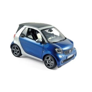 Véhicule [1:18] : Smart Fortwo cabriolet, 2015, Bleu/Argent - NOREV 183438