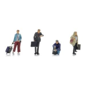 Figurines [HO] : Passagers sur le quai avec valises [x4] - ARTITEC 5870114