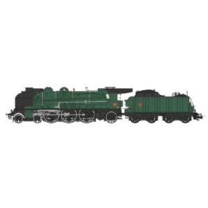3 RAILS [HO] : Locomotive à vapeur 4-231 G 222, ACFI, tender 30m³, machine et tender verts à filets rouges, Ep. III, SNCF, AC Sound - REE MB209SAC