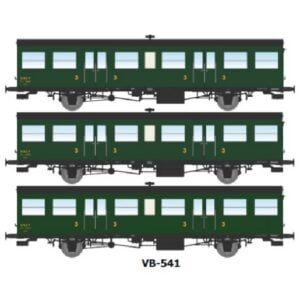 [HO] : Coffret de 3 voitures Sud-Ouest 15m, vert 306, SNCF, Ep. III - REE VB541