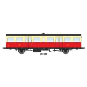 [HO] : Voiture Sud-Ouest 15m, 2ème classe, rouge et crème autorail, SNCF, Ep. III - REE VB549