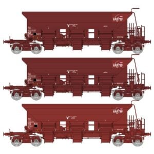 [HO] : Coffret de 3 wagons trémie à BALLAST T1 Uas, "INFRA", SNCF, Ep. V-VI - REE WB1023