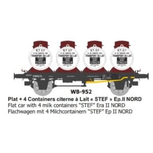 [HO] : Wagon plat + 4 containers citerne à Lait « STEF », NORD, Ep. II - REE WB952