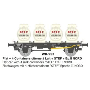 [HO] : Wagon plat + 4 containers citerne à Lait « STEF », NORD, Ep. II - REE WB953