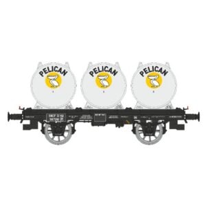 [HO] : Wagon plat + 3 containers citerne à bière « PELICAN », SNCF, Ep. III - REE WB993